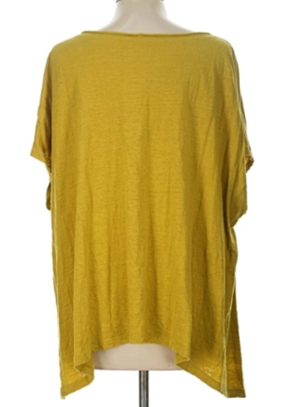 Eileen Fisher Chartreuse Yellow Slub Linen Boxy Top